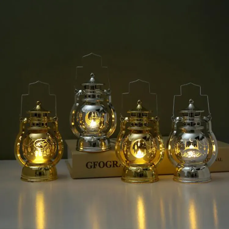 2023 Ramadan Hanging Lantern EID Mubarak Kareem Decorations Mini Oil Lamp Middle East Festival LED Portable Pony Lanterns