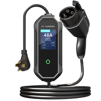 Chargeur EV portable intelligent 11,5 kW 48A J1772 avec câble de 5 m, reconnaissance automatique du courant, Plug and Play, pour une utilisation à domicile et en voyage
