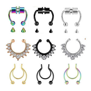 Anillo de Nariz <span class=keywords><strong>Falso</strong></span>, Set de Piercings de Nariz Falsos en Plata/Oro/Negro/Oro Rosa, Anillos de <span class=keywords><strong>Labio</strong></span> Falsos para Hombres y Mujeres - Product Image 2