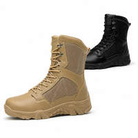 Bottes tactiques pour hommes, fermeture éclair, semelle en caoutchouc, hauteur mi-mollet, toutes saisons, hiver, extérieur, bottes d'entraînement des forces spéciales
