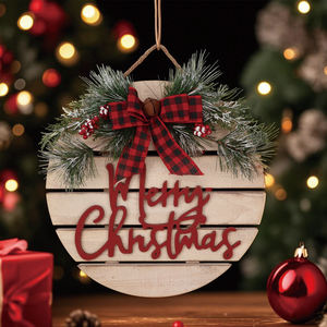 Segno di benvenuto decorazioni per la porta di natale per le vacanze decorazioni per la casa con buon natale ornamenti 85% MDF 15% poliestere - Product Image 6