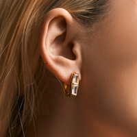 Nouvelle conception d'usine de source 3A + Zircon Boucles d'oreilles en cuivre de style populaire Boucles d'oreilles en laiton de cercle géométrique simple