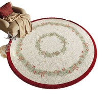 Tapis de Noël en fausse fourrure de cachemire, tapis décoratif de sol circulaire, lavable à la main, pour salon, canapé, table basse, résistant à la saleté