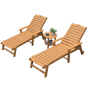 Chaise longue de plage moderne en plastique et bois, pliable, portable, résistante aux UV, écologique, pour salon, parc, cour, hôtel - Product Image 2