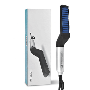 Lisseur à <span class=keywords><strong>barbe</strong></span> électrique chauffante pour hommes, peigne, brosse de coiffure multifonctionnelle pour la coiffure, 2 Modes de température - Product Image 1