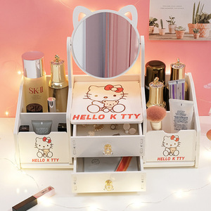 Hello Kitty Desktop Vanity <b>Mirror</b> With Storage Drawers For Makeup Organization And Cosmetic Storage Cabinet - Product Image 1