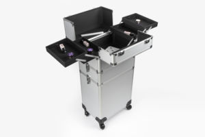 Professional 3-in-1 Rolling <b>Makeup</b> Trolley Organizer Beauty Cosmetic Train <b>Case</b> Logo Made Leather Soft Bag - Product Image 4
