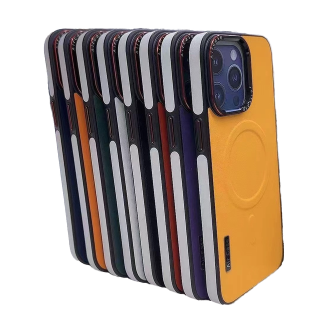 Factory Wholesale for Iphone 16 15 14 13 12 Magnetic TPU Leather Phone Case Color Blocking Cover