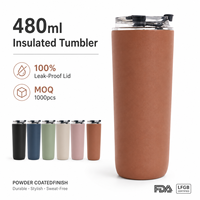 Gobelet isotherme en acier inoxydable de 480 ml, étanche, avec paille, maintien thermique 12-24 heures, écologique, portable, pour les affaires