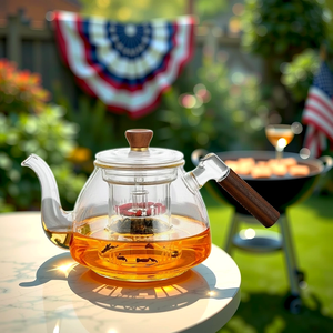 Teiera in Vetro Borosilicato da 800ml con Manico in Legno, Riscaldamento Elettrico a Forno in Argilla, Teiera per Erbe da Ufficio, <span class=keywords><strong>Set</strong></span> da Caffè <span class=keywords><strong>e</strong></span> Tè in Offerta - Product Image 6