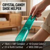 19cm 7.5 Inch Kristal Semi-Transparan Plastik Ramah Lingkungan Pengait Sepatu Besar Lubang Gantung Logo Kustom O-MAK OM-20-012 MOQ 2000