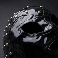 Accessoires de bondage BDSM pour hommes et femmes, couvre-chef sexuel, jouets pour adultes, accessoire de scène, bouche ouverte, yeux avec rivets, cuir PU noir