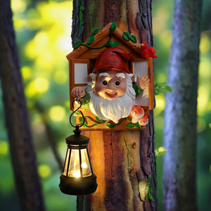Lampada Ornamentale a Forma di Gnomo per Alberi a Energia Solare - Design Gnomo da Finestra, Accensione Automatica di <span class=keywords><strong>Notte</strong></span>, Perfetta per Decorazione Giardino e Illuminazione Vialetti - Product Image 3