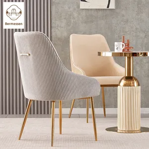 Chaise de salle à manger de luxe de style italien, design minimaliste moderne, <span class=keywords><strong>cadre</strong></span> en acier nordique, chaise de restaurant haut de gamme avec dossier - Product Image 3