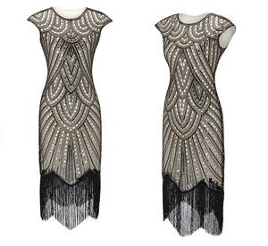 Minthson <span class=keywords><strong>grande</strong></span> <span class=keywords><strong>taille</strong></span> petite quantité minimale de commande Styles personnalisés 1920s clapet Great Gatsby <span class=keywords><strong>robe</strong></span> 2020 été fantaisie Costumes col en v casquette manches paillettes - Product Image 1