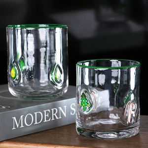 Tazza di vetro creativa con simpatici adesivi multicolore con crisantemo a forma di <span class=keywords><strong>cuore</strong></span> di natale decorazione spessa tazza di whisky. - Product Image 4