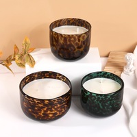 Bougie parfumée en cire de soja artisanale moderne, imprimé léopard, pot en verre pour la décoration de la maison, Diwali, Noël, bougies votives