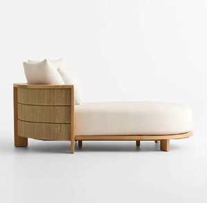 Silla de Jardín de Madera de Teca Moderna y Lujosa con Cojines Gruesos de Tela para Uso Junto a la Piscina y en el Patio - Product Image 4