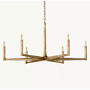 Lustre suspendu minimaliste en laiton antique pour salle à manger, luxe, haute qualité, restaurant américain, 48 pouces, rond, doré - Product Image 6