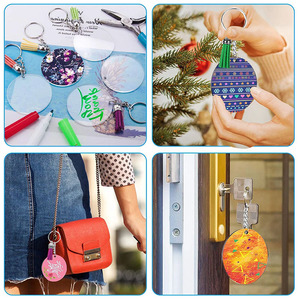 Porte-clés en plastique vierge à motif de dessin animé avec anneaux pour loisirs créatifs - Cadeaux souvenirs personnalisés légers - Product Image 2