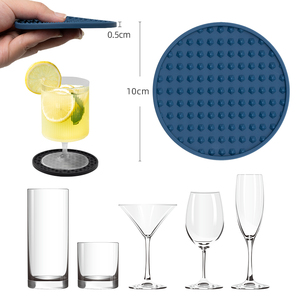 HongYun Custom Logo Thickened Cup Pad Mat Round Non-slip Non-stick <b>Drinks</b> Silicone <b>Coasters</b> with Holder <b>for</b> Hot or Cold <b>Drinks</b> - Product Image 3