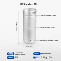 Fût à bière en acier inoxydable 304, norme américaine Sanke, 5L, 10L, 20L, 30L, 40L, 50L, 60L, fût de brassage pour bière artisanale