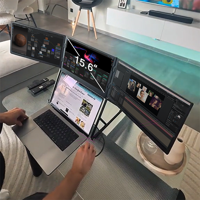 Triple Aero Pro Max IPS Triple Screen 15.6" Laptop Screen Extender Quad Monitor Mobile Workstation Portable Laptop Monitor