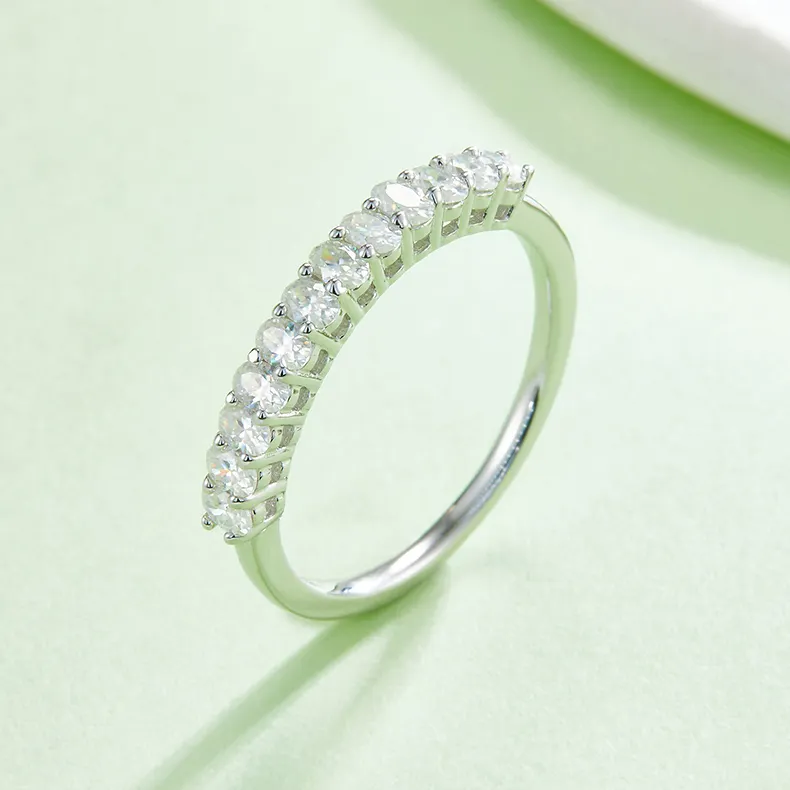 18K White Gold Plating Jewelry Oval Moissanite Diamond Silver GRA Certified Moissanite Rings
