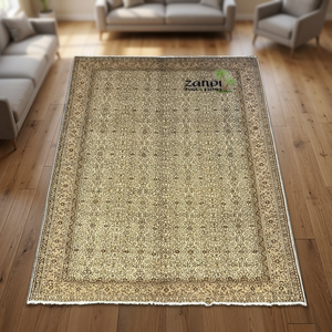 Tapis turc noué à la main unique en son genre, 6'0 x 9'4, crème et marron, collection Kilims ABC Rugs - Product Image 2