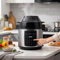 Cuisinière multifonction 2-en-1 6L avec couvercle friteuse à air, puissance double 1500W/1000W