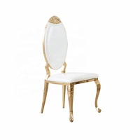 Chaise de salle à manger de style royal moderne en or, meubles de salle à manger en acier inoxydable, chaises de salle à manger de luxe avec dossier haut et revêtement en cuir