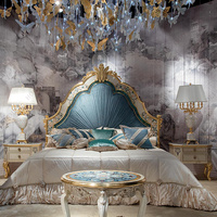 Villa Palast Muschel blau Europäische Royal Luxus Schlafzimmer möbel elegante antike Französisch King Size Pink Royal Schlafzimmer Set Bett