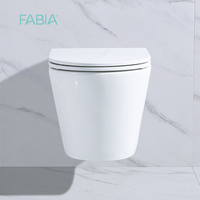 Salle de bain moderne européenne Cuvette de toilette multicolore WC sans rebord Toilette noire monobloc à suspendre au mur avec système de chasse d'eau Tornado