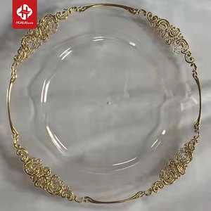 wholesale clear gold plastic charger plates wedding and party decoration