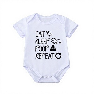 YWHOLA - Mono de Verano para Bebé con Diseño de Letras 'EAT SLEEP POP REPEAT', Manga Corta, Diseño Triangular, Tejido de Punto de Poliéster - Product Image 2