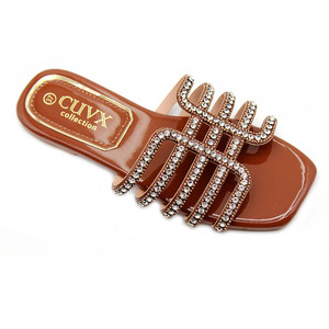 Sandales et pantoufles pour femmes de haute qualité, élégantes, respirantes, ornées de strass, décontractées, rétro, à bout ouvert, vente en gros - Product Image 2