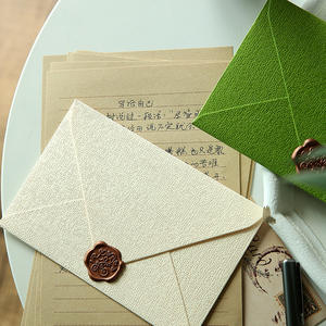 고급 핑크 그린 빈티지 린넨 질감 종이 봉투 맞춤 왁스 스티커 씰 선물 카드 포장 청첩장 봉투 - Product Image 2