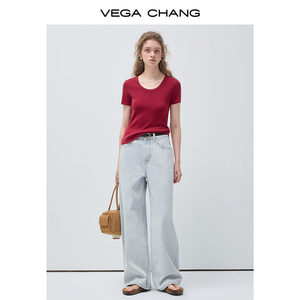 VEGA CHANG Jeans a Gamba Dritta Azzurri all'Ingrosso, Nuova Collezione 2026, Jeans Rilassati a Vita Alta per Donna, Abbigliamento Primaverile - Product Image 6