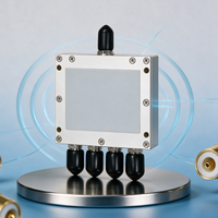 Répartiteur de puissance RF 4 voies DC-6GHz 25W 50 Ohm à isolation élevée, boîtier en alliage d'aluminium plaqué argent pour connexion femelle VSWR Télécom