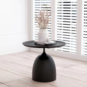 SWT 모던 노르딕 미니멀 원형 블랙 철제 트레이 사이드 테이블 - Product Image 2