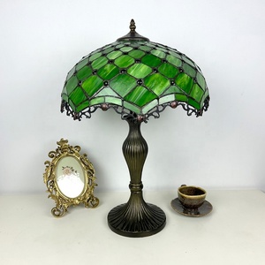 Longhuijing 16-Inch Stained Glass Mediterranean LED E26 Dome Simple Flexible AC Table <b>Light</b> for Living Room Bedroom Office - Product Image 2