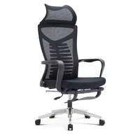 Chaise de bureau ergonomique à dossier haut en tissu bleu, chaise de travail pivotante avec accoudoirs réglables pour le personnel de bureau