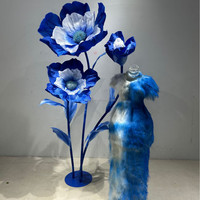 Aangepaste Handgemaakte Moderne Grote Blauwe Kunstbloemen Eva Papier Voor Bruiloft Bloemenontwerp Rekwisieten En Winkelcentrumkasten