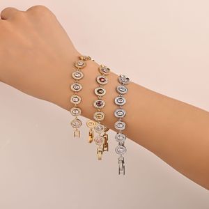 สร้อยข้อมือคริสตัลเพทายรูปไข่เครื่องประดับแฟชั่นสีทองสวมใส่ได้ทุกวัน - Product Image 4