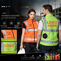 Gilet réfléchissant en polyester pour l'été, vêtement de travail climatisé pour l'entretien routier, uniforme de refroidissement avec ventilateur électrique intégré, unisexe