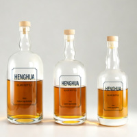 Bouteille en verre avec bouchon pour spiritueux (brandy, vodka, gin, rhum, liqueur, whisky) de 16oz, 25oz, 32oz, 500ml, 750ml, 1000ml – Marque Super Flint