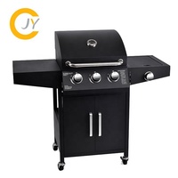 Barbecues au gaz portables 3+1 brûleurs au propane pour jardin et cuisine, grilles en acier inoxydable avec table latérale