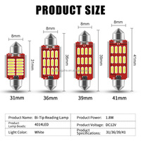 Ampoule LED Kaidengzhe Auto haute puissance avec puce 4014 pour plafonnier, 12-24V, Plug-and-Play, 31mm 36mm 39mm 41mm, éclairage intérieur de voiture