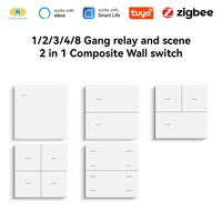 Interrupteur mural intelligent Zigbee 1/2/3/4/8 gangs, compatible avec la peau, pour relais et scénarios, modèle 2026 Golden Security, interrupteur électrique intelligent, ODM OEM