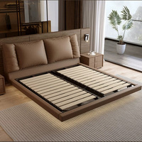 Lit double en bois flottant suspendu, style italien moderne, élégant et confortable
